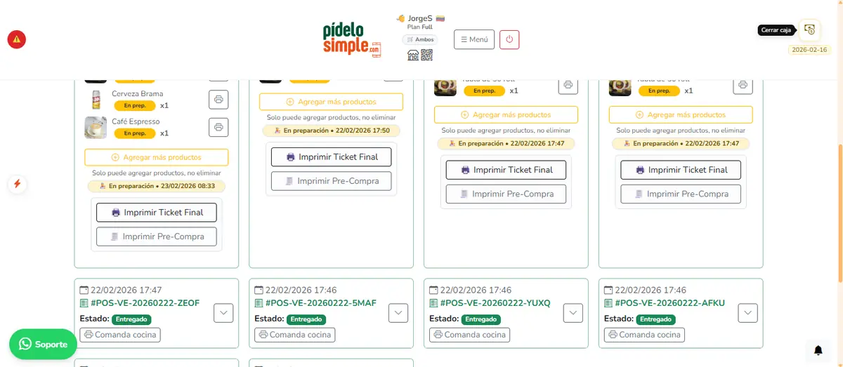 Gestión de mostrador: operación