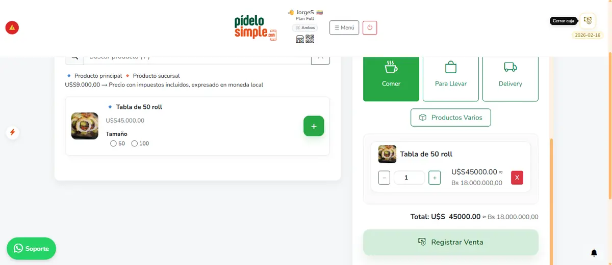 Mostrador: venta rápida